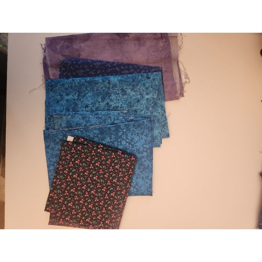 5 Fabric Cuts in Blues/Purples for Quilting B22